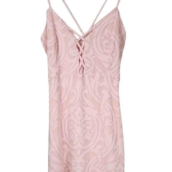 NWT Love Culture Light Pink Brocade Damask Jacquard Dress - Picture 2 of 5
